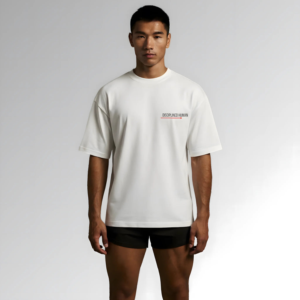 Playera de hombre para running - alba - blanca - corte oversize - vista frontal