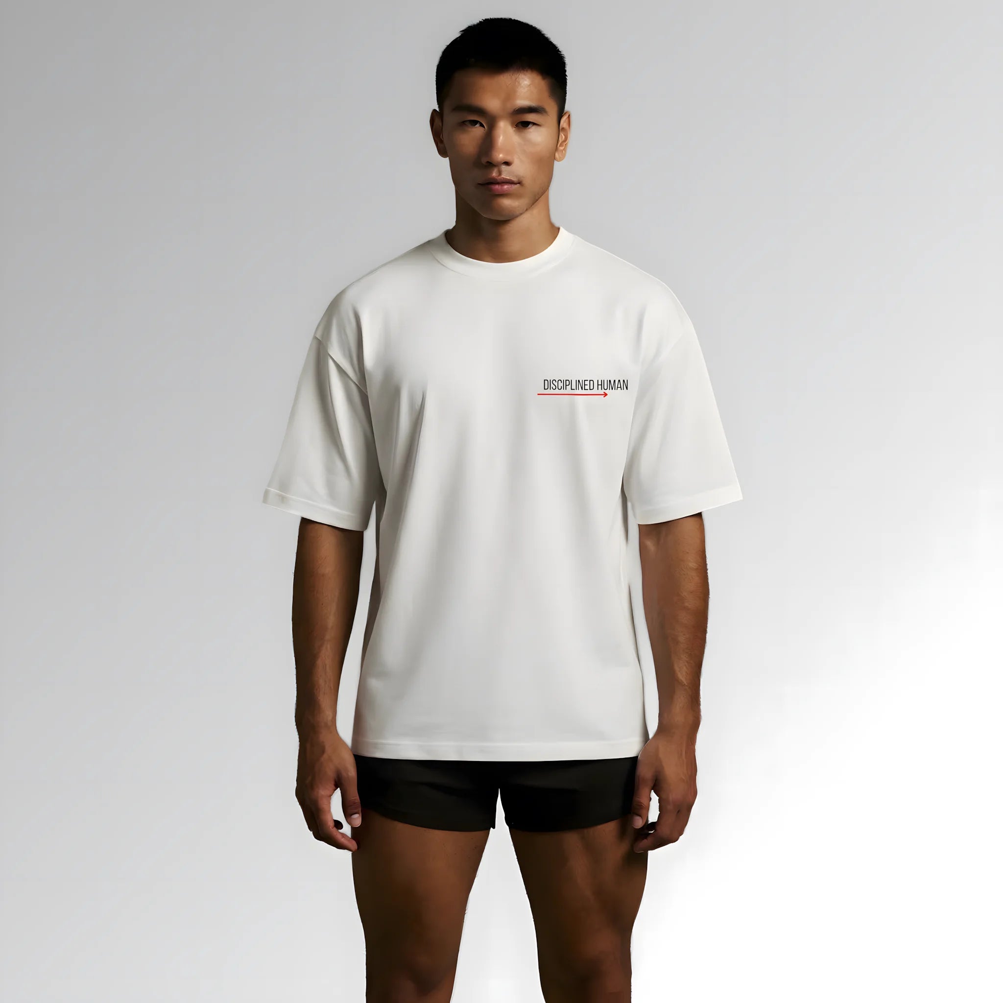 Playera de hombre para running - alba - blanca - corte oversize - vista frontal