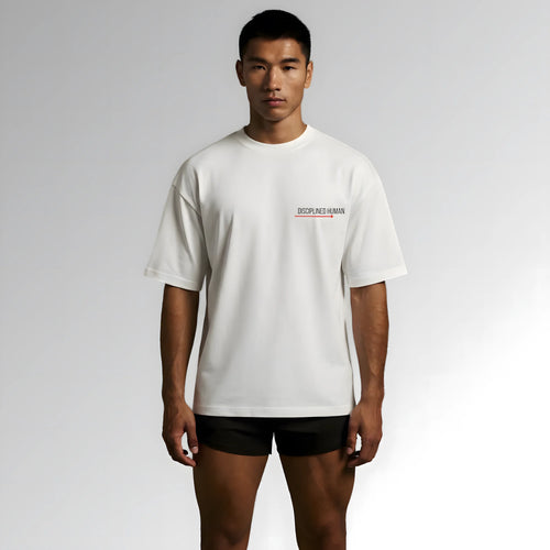 Playera de hombre para running - alba - blanca - corte oversize - vista frontal