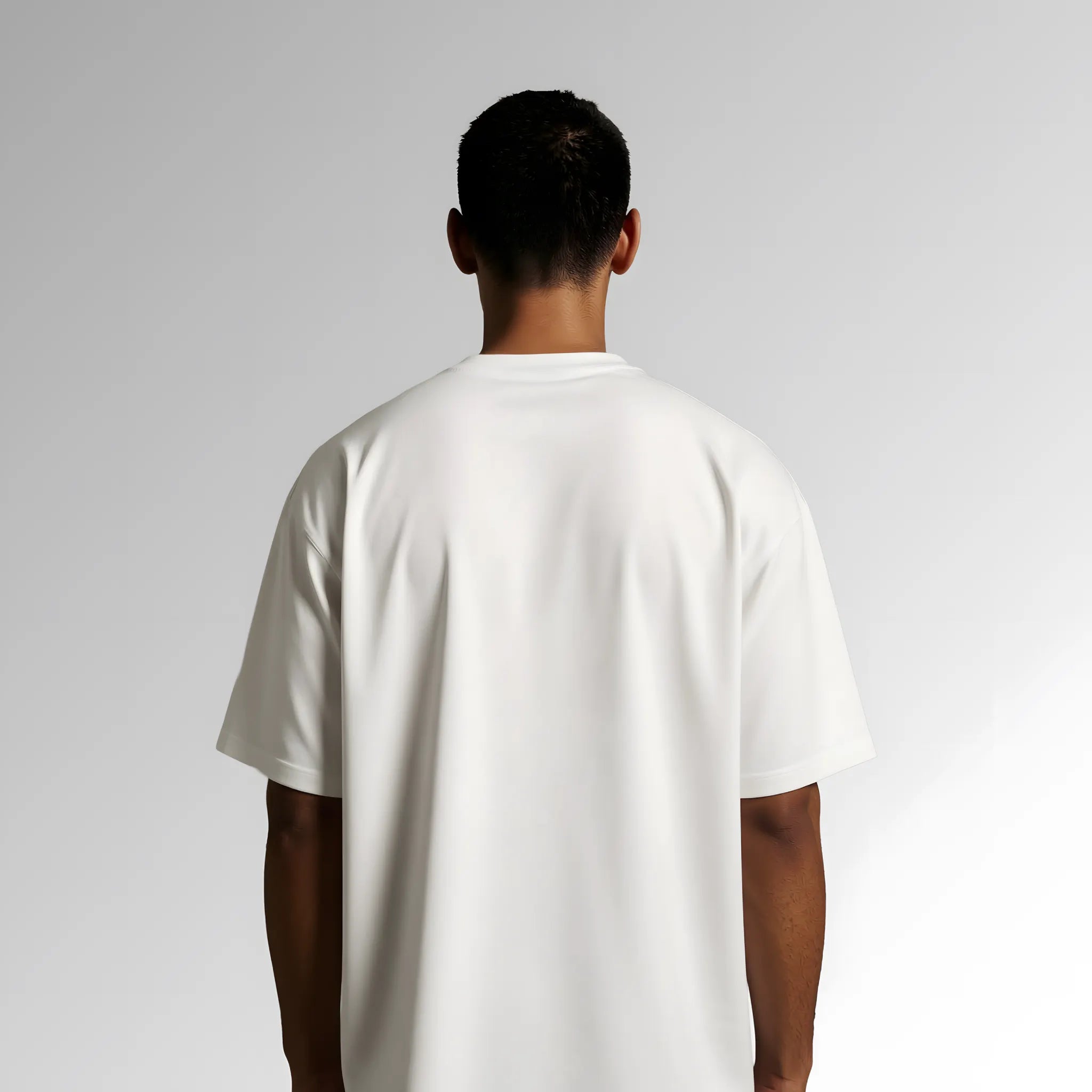 Playera de hombre para running - alba - blanca - corte oversize - vista trasera